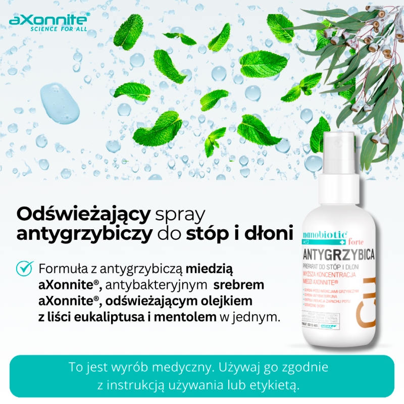 Nanobiotic Med Copper Antygrzybica, spray przeciwgrzybiczy do stóp i dłoni, 75 ml
