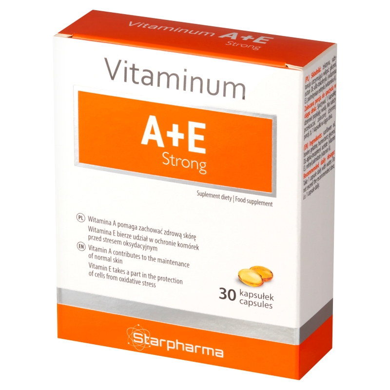 Vitaminum A+E Strong, kapsułki ze składnikami wspomagającymi zachować zdrową skórę, 30 szt.