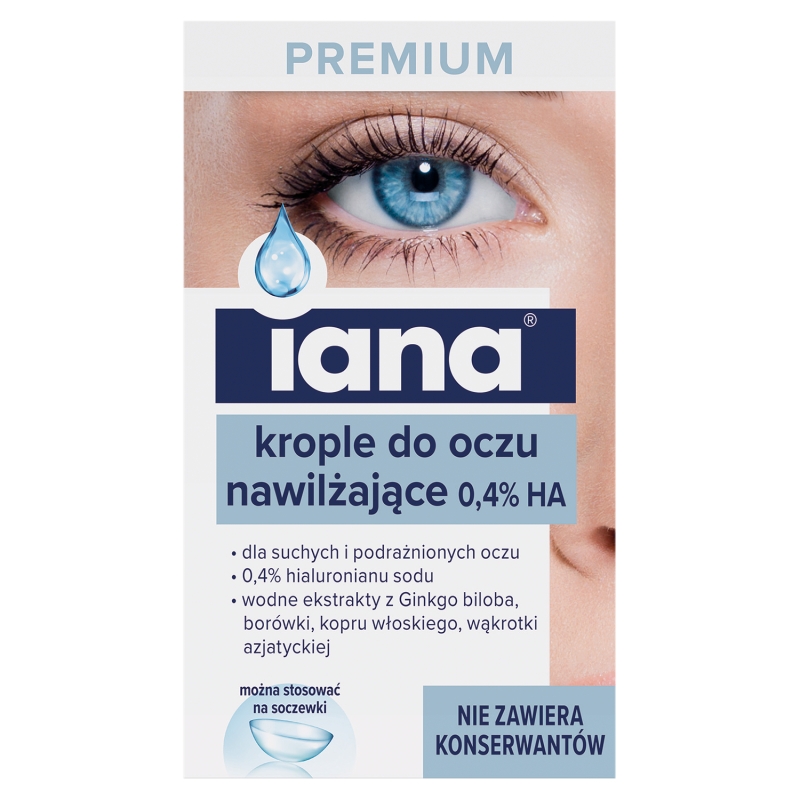 IANA PREMIUM, krople do oczu nawilżające 0,4% HA, 10 ml