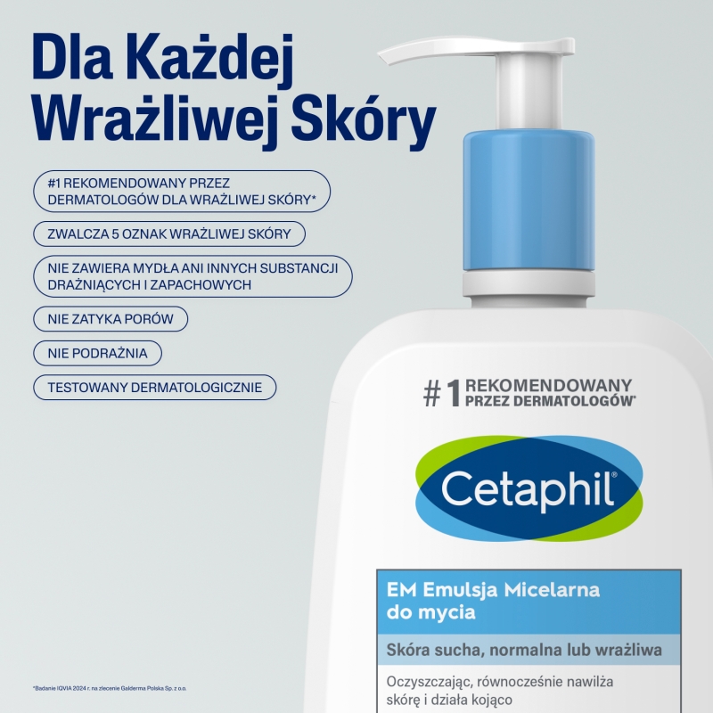Cetaphil EM emulsja do mycia, micelarna do skóry suchej, wrażliwej, 500 ml