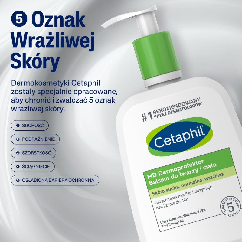 CETAPHIL MD Dermoprotektor, balsam do twarzy i ciała dla skóry suchej, normalnej, lub wrażliwej, 500 ml, 1 szt.