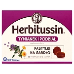Herbitussin Tymianek i Podbiał pastylki do ssania na ból gardła, 12 szt.