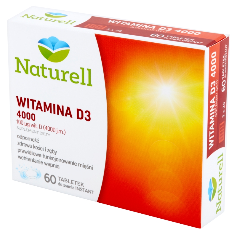 Naturell Witamina D3 4000 , tabletki do rozgryzania i żucia, 60 szt.