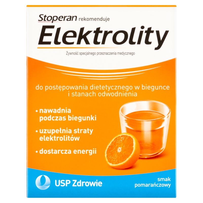 Elektrolity, proszek do stosowania przy biegunce o smaku pomarańczowym, 7 sasz.