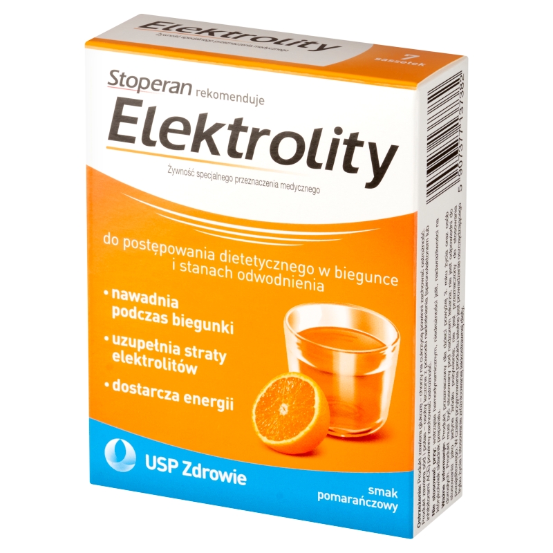 Elektrolity, proszek do stosowania przy biegunce o smaku pomarańczowym, 7 sasz.