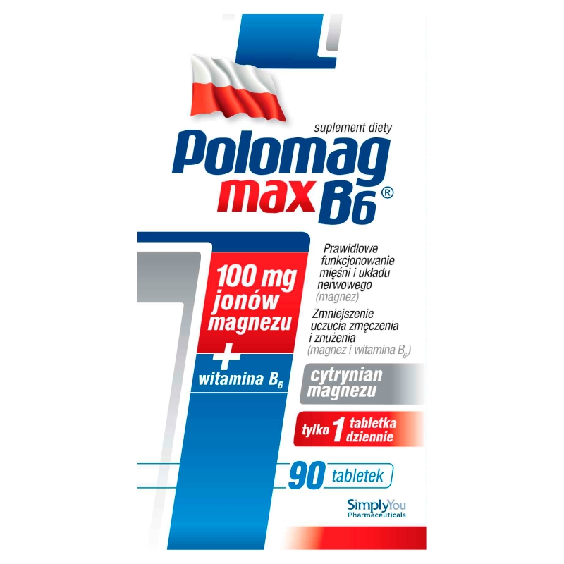 Polomag B6 MAX tabletki z witaminą B6, 90 szt.