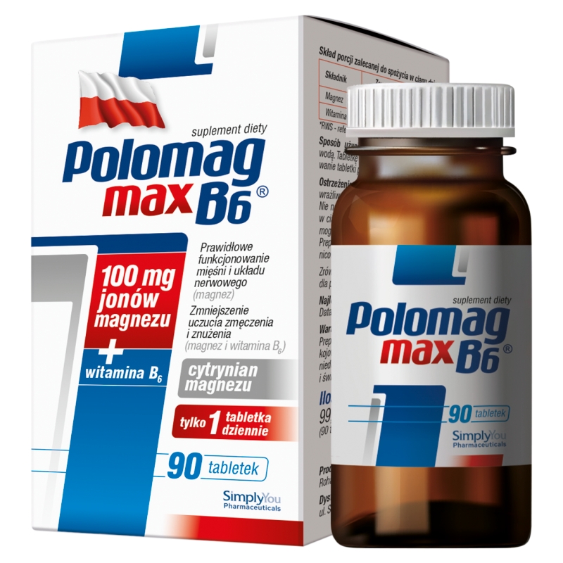 Polomag B6 MAX, tabletki z witaminą B6, 90 szt.