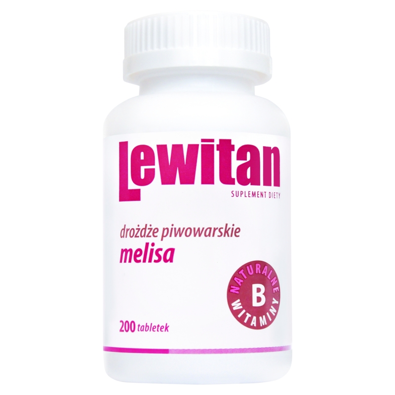 Lewitan drożdże piwowarskie z melisą tabletki z naturalnymi witaminami z grupy B, 200 szt.