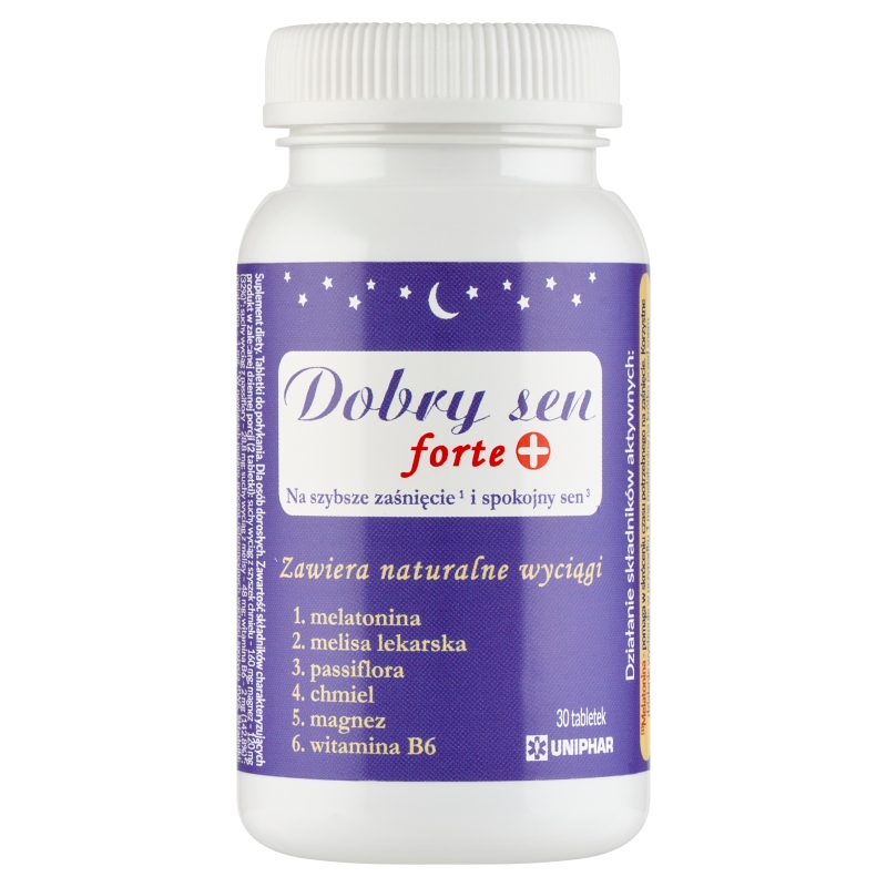 Dobry Sen Forte, tabletki ze składnikami wspomagającymi szybkie zasypianie i zdrowy sen, 30 szt.