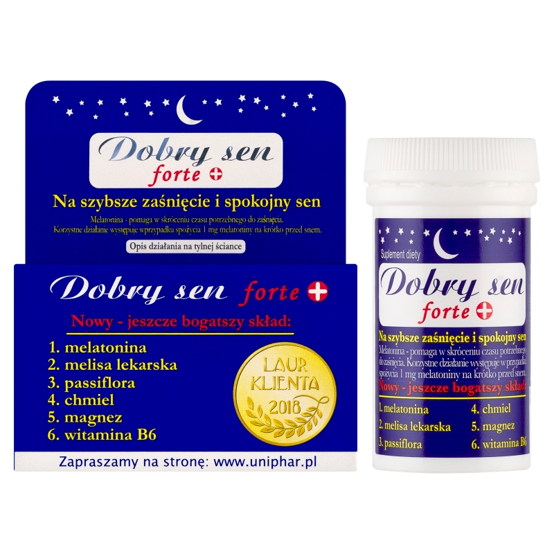 Dobry Sen Forte, tabletki ze składnikami wspomagającymi szybkie zasypianie i zdrowy sen, 30 szt.