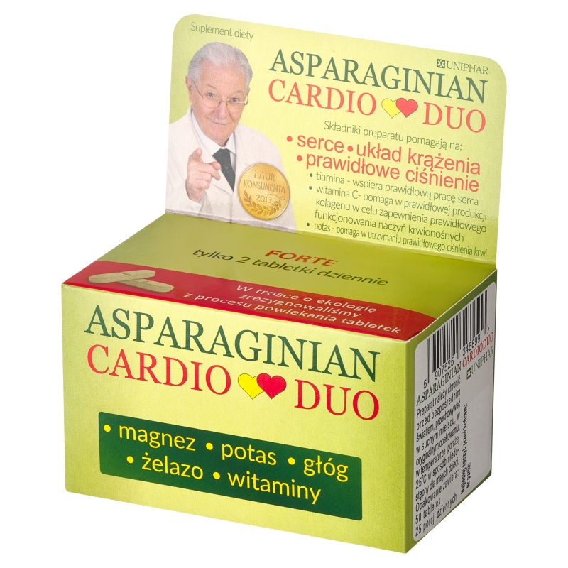 Asparaginian Cardio Duo, tabletki ze składnikami wspierającymi serce i układ krążenia, 50 szt.