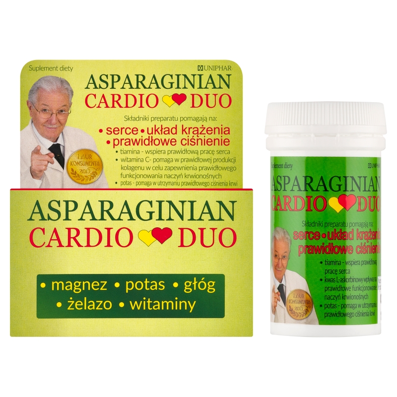 Asparaginian Cardio Duo, tabletki ze składnikami wspierającymi serce i układ krążenia, 50 szt.