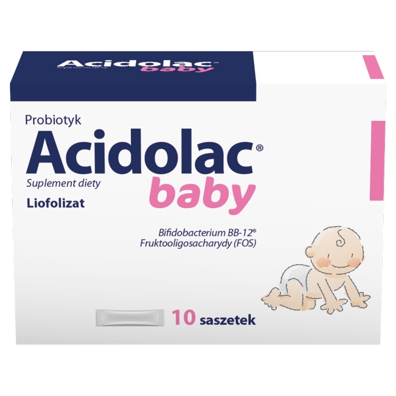 Acidolac Baby, proszek do rozpuszczania ze składnikami wspierającymi florę bakteryjną, 10 sasz.