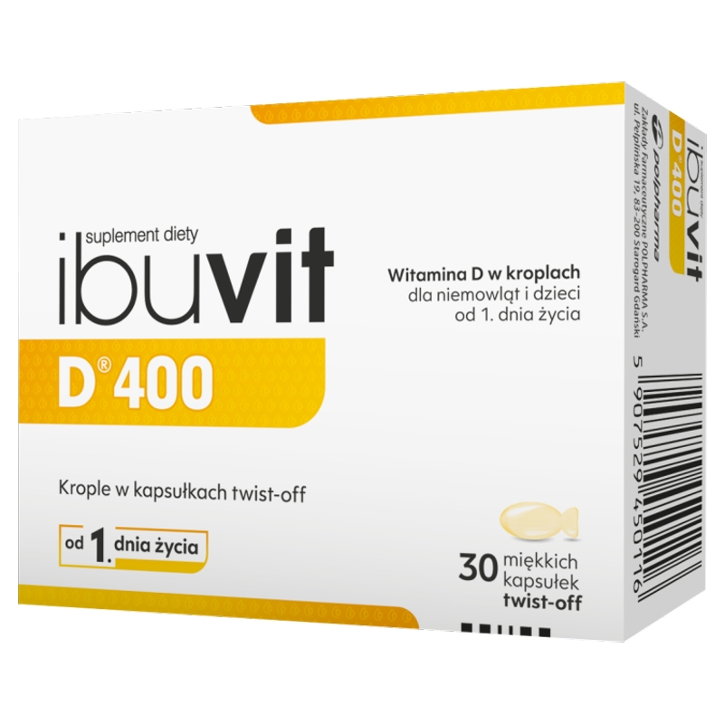 Ibuvit D 400, krople ze składnikami wzmacniającymi odporność w kapsułkach twist-off, 30 szt.