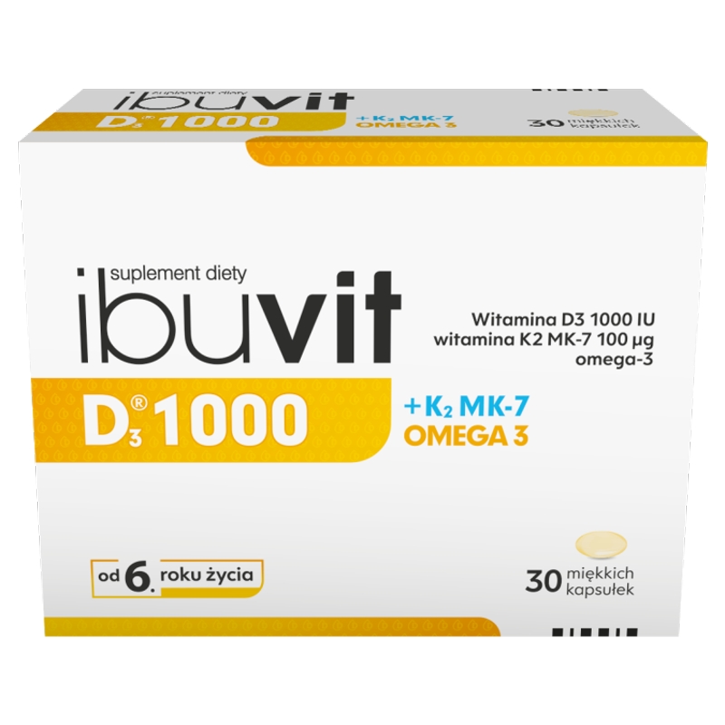 Ibuvit D3 1000 + K2 MK-7 Omega 3, kapsułki ze składnikami wzmacniającymi odporność, 30 szt.