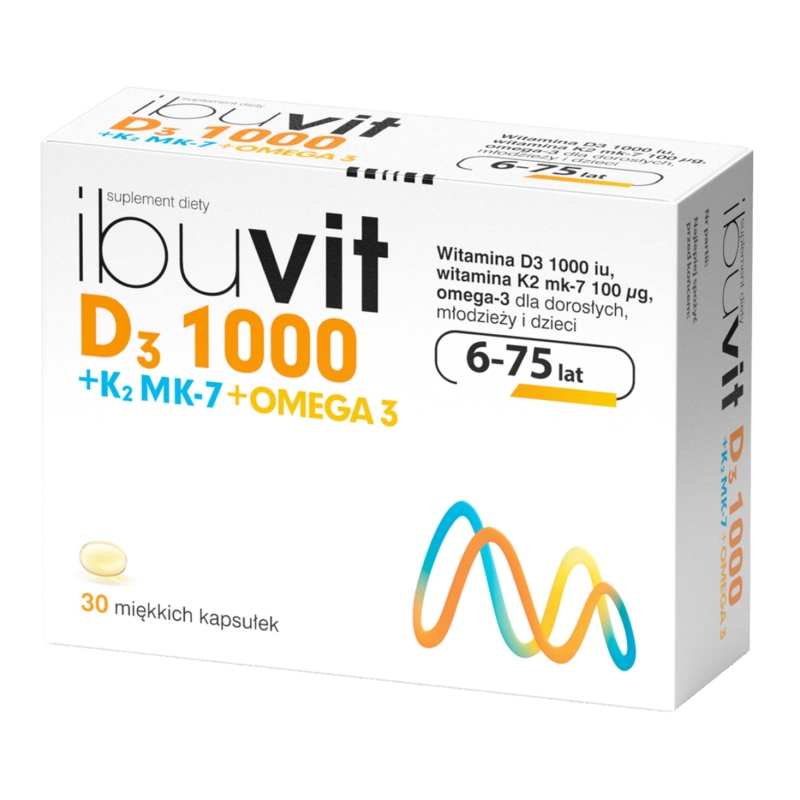 Ibuvit D3 1000 + K2 MK-7 Omega 3, kapsułki ze składnikami wzmacniającymi odporność, 30 szt.