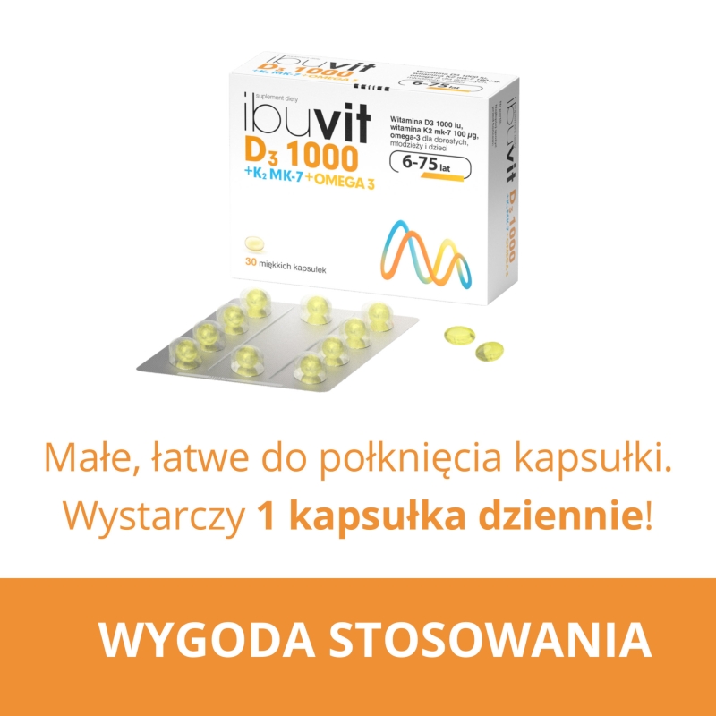 Ibuvit D3 1000 + K2 MK-7 Omega 3, kapsułki ze składnikami wzmacniającymi odporność, 30 szt.