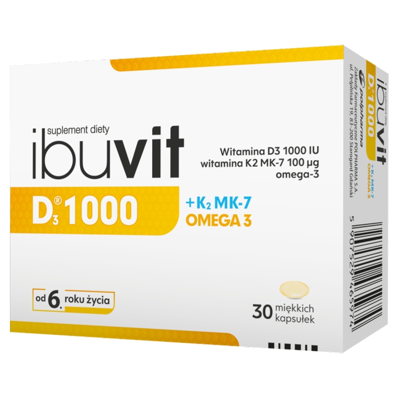 Ibuvit D3 1000 + K2 MK-7 Omega 3, kapsułki ze składnikami wzmacniającymi odporność, 30 szt.