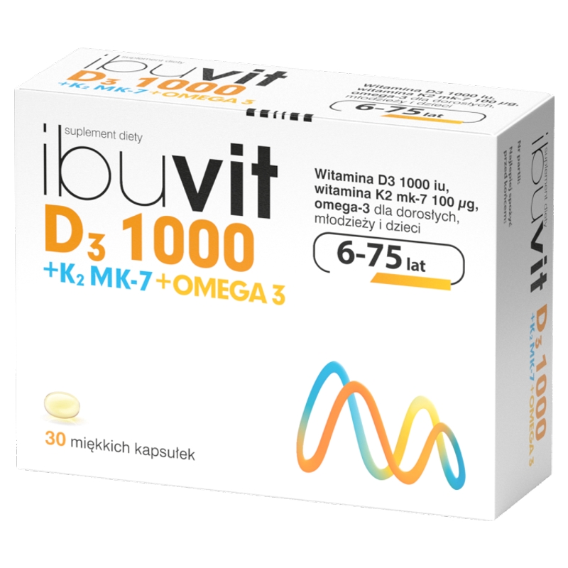 Ibuvit D3 1000 + K2 MK-7 Omega 3, kapsułki ze składnikami wzmacniającymi odporność, 30 szt.