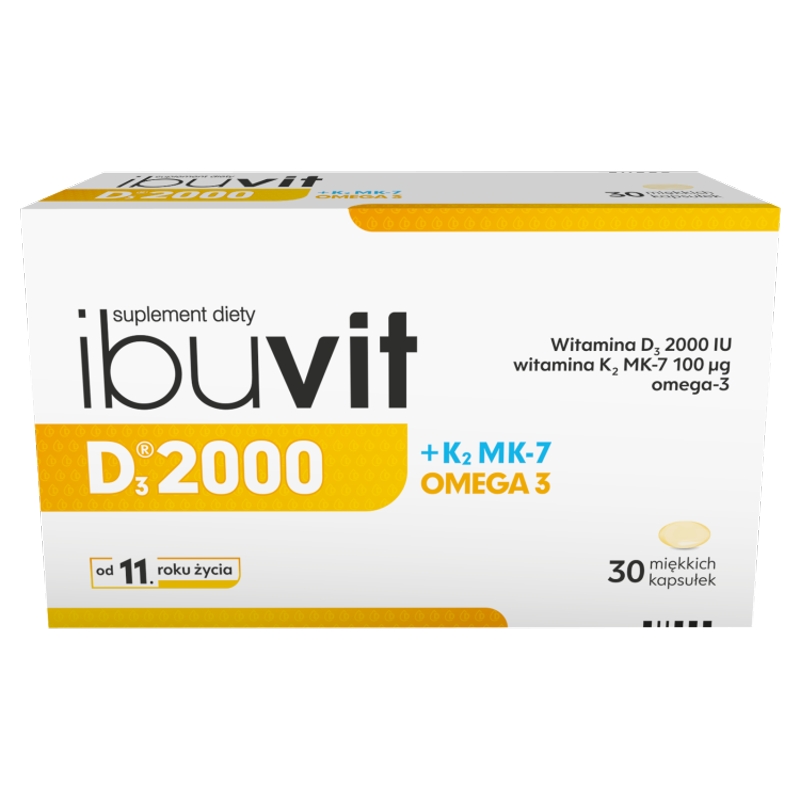 Ibuvit D3 2000 + K2 MK-7 Omega 3, kapsułki ze składnikami wzmacniającymi odporność, 30 szt.