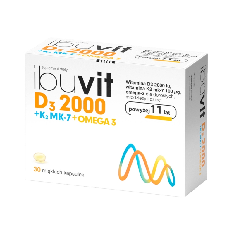 Ibuvit D3 2000 + K2 MK-7 Omega 3, kapsułki ze składnikami wzmacniającymi odporność, 30 szt.