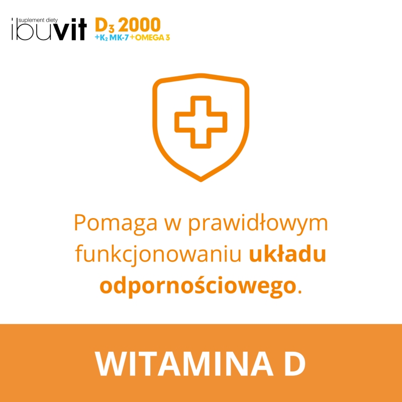 Ibuvit D3 2000 + K2 MK-7 Omega 3, kapsułki ze składnikami wzmacniającymi odporność, 30 szt.