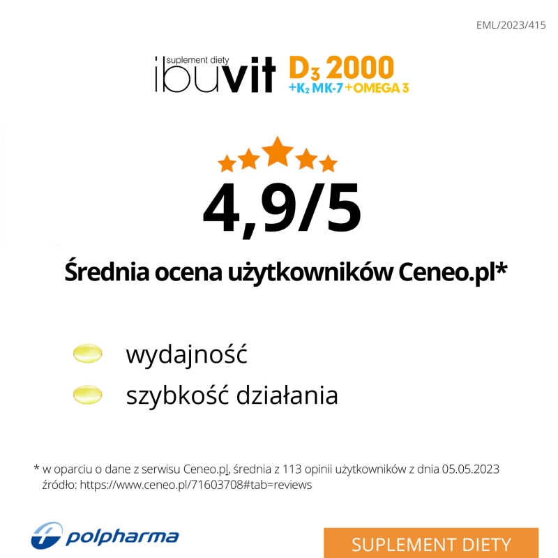 Ibuvit D3 2000 + K2 MK-7 Omega 3, kapsułki ze składnikami wzmacniającymi odporność, 30 szt.