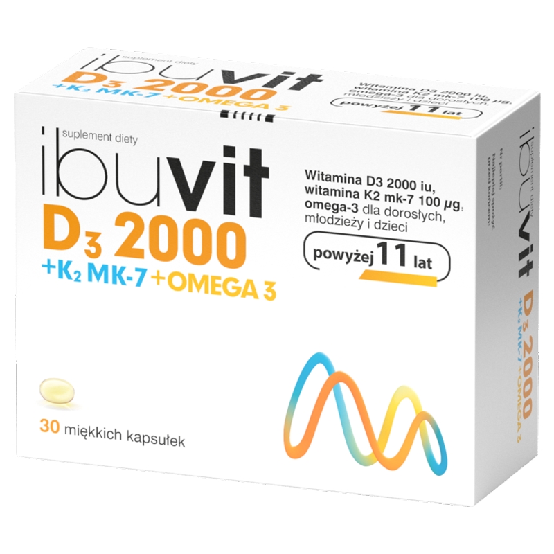 Ibuvit D3 2000 + K2 MK-7 Omega 3, kapsułki ze składnikami wzmacniającymi odporność, 30 szt.