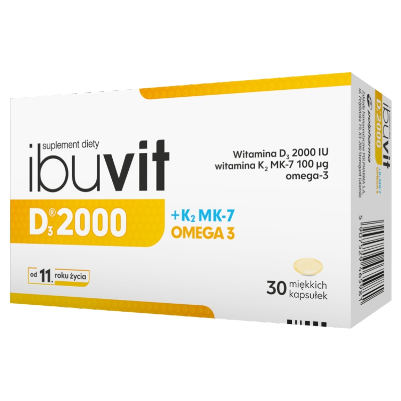 Ibuvit D3 2000 + K2 MK-7 Omega 3, kapsułki ze składnikami wzmacniającymi odporność, 30 szt.