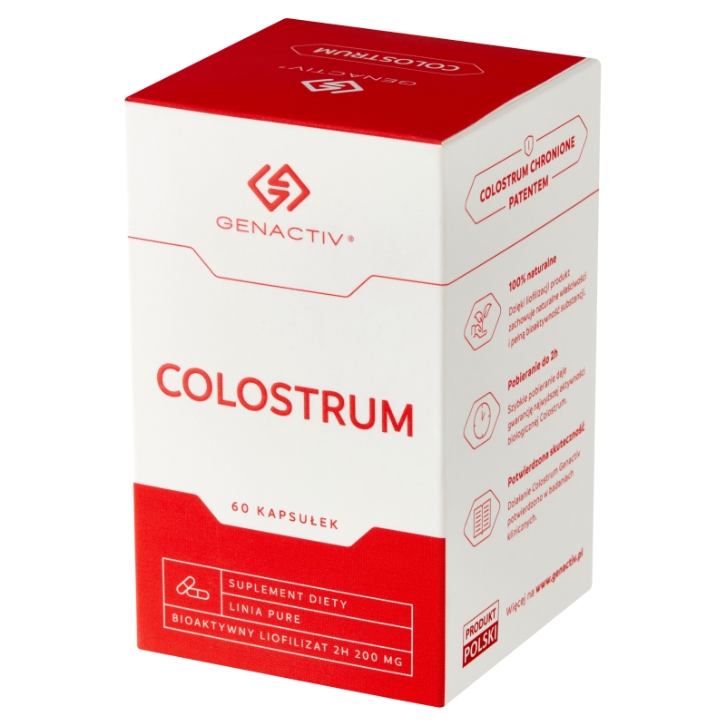 Colostrum Genactiv, kapsułki dla osób chcących zachować zdrowy organizm, 60 szt.