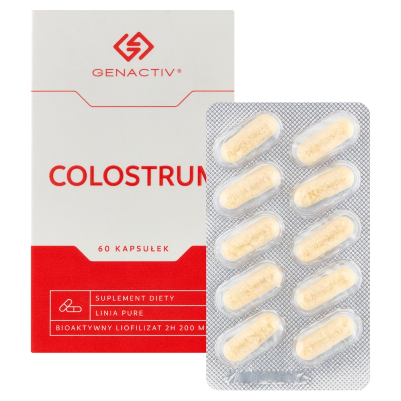 Colostrum Genactiv, kapsułki dla osób chcących zachować zdrowy organizm, 60 szt.