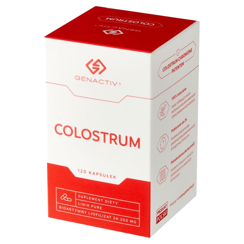 Colostrum Genactiv, kapsułki dla osób chcących zachować zdrowy organizm, 120 szt.