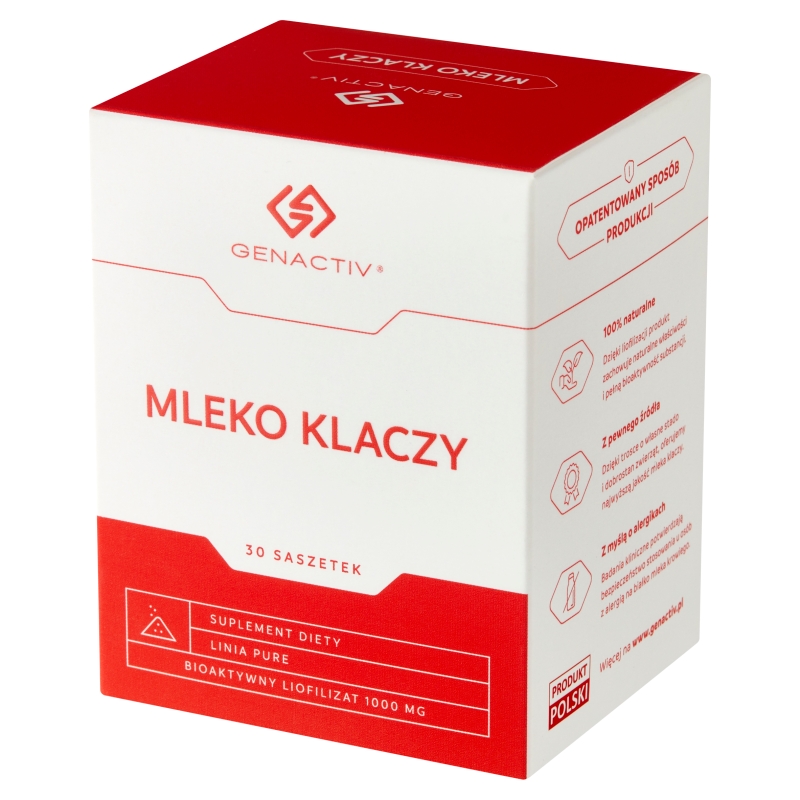 Mleko Klaczy Genactiv, produkt ze składnikami wspierającymi zdrowie, 30 sasz.