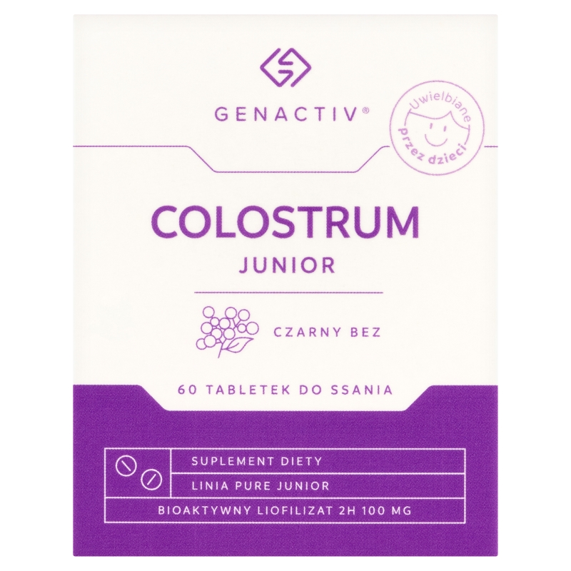 Genactiv Colostrum Junior, czarny bez, 60 tabletek do ssania