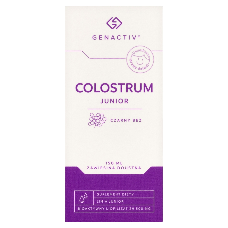 Genactiv Colostrum Junior, czarny bez, zawiesina, 150 ml