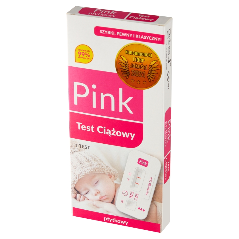 Pink Test , płytkowy test ciążowy, 1 szt. KRÓTKA DATA 31.03.2026
