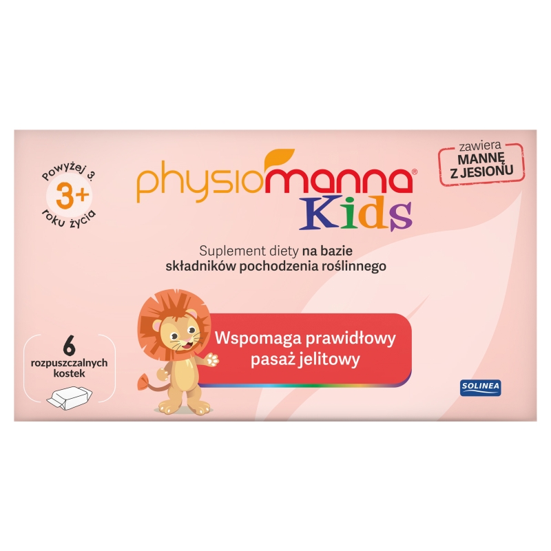Physiomanna Kids, kostki rozpuszczalne na zaparcia dla dzieci, 6 szt.