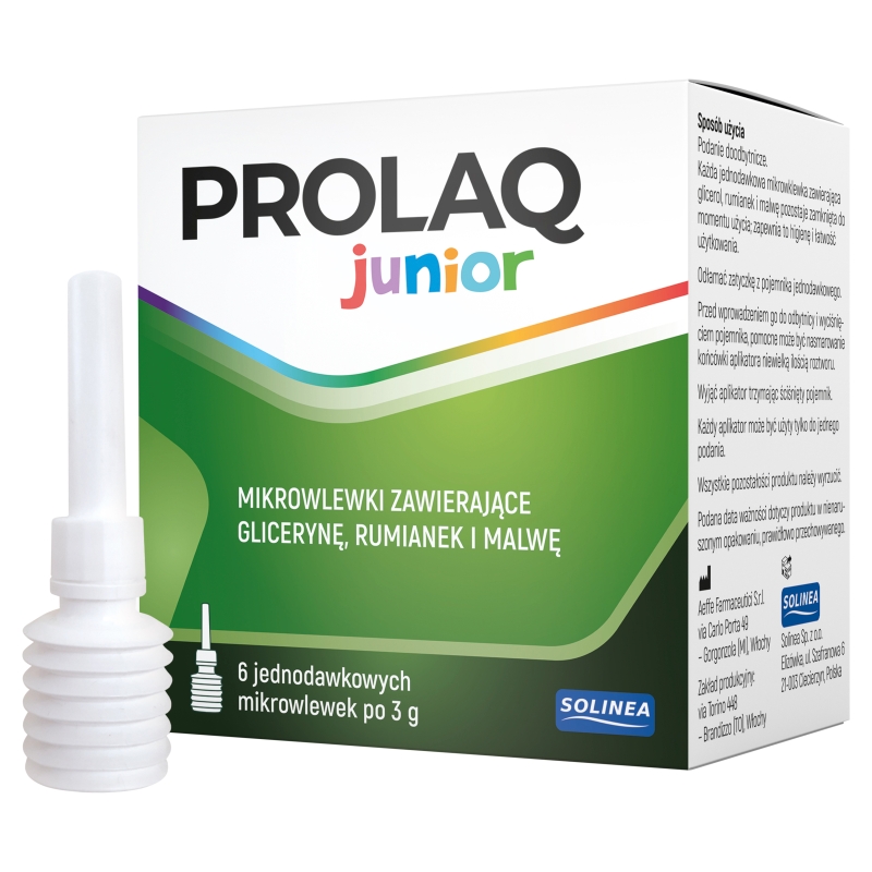 Prolaq junior, mikrowlewki doodbytnicze, 6 szt. x 3 g