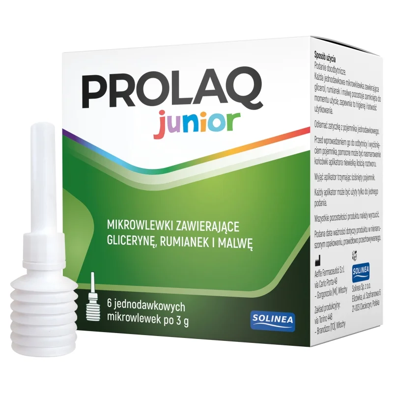 Prolaq junior, mikrowlewki doodbytnicze, 6 szt. x 3 g