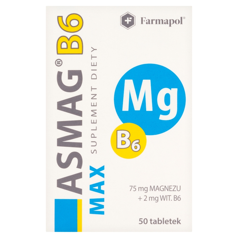 Asmag B6 Max, tabletki z magnezem i wit. B6, 50 szt.