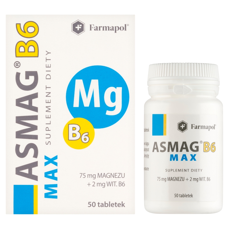 Asmag B6 Max, tabletki z magnezem i wit. B6, 50 szt.