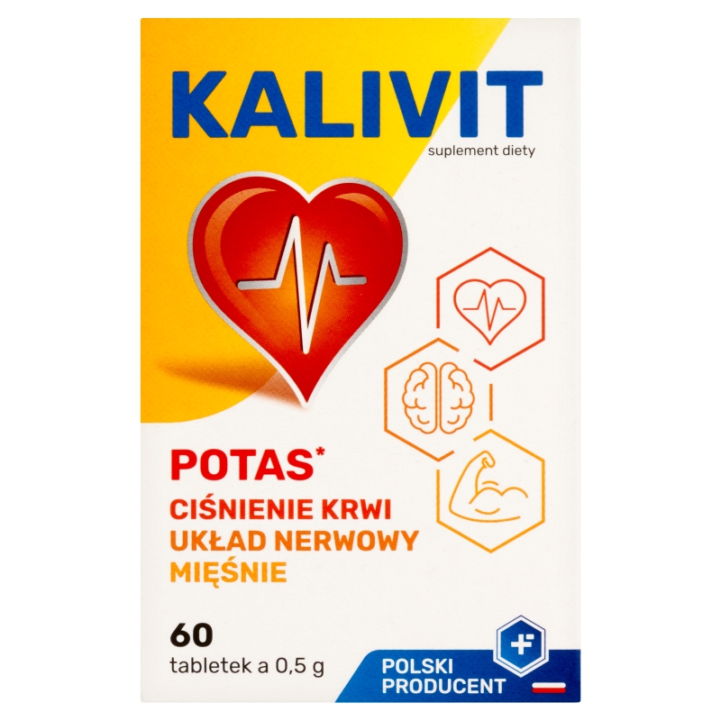Kalivit, tabletki ze składnikami pomagającymi utrzymać prawidłowy poziom potasu, 60 szt.