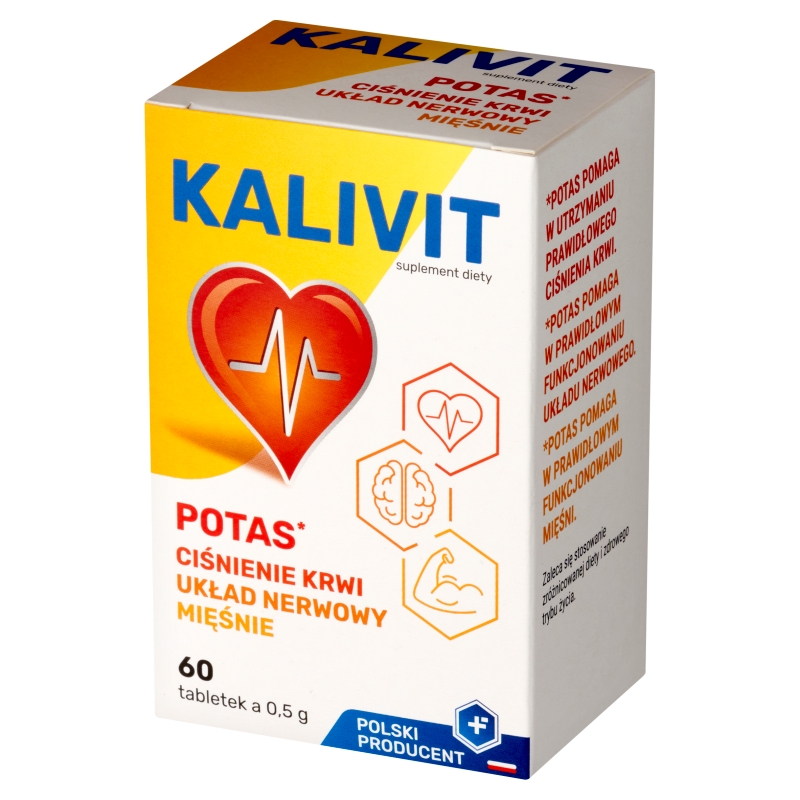 Kalivit, tabletki ze składnikami pomagającymi utrzymać prawidłowy poziom potasu, 60 szt.