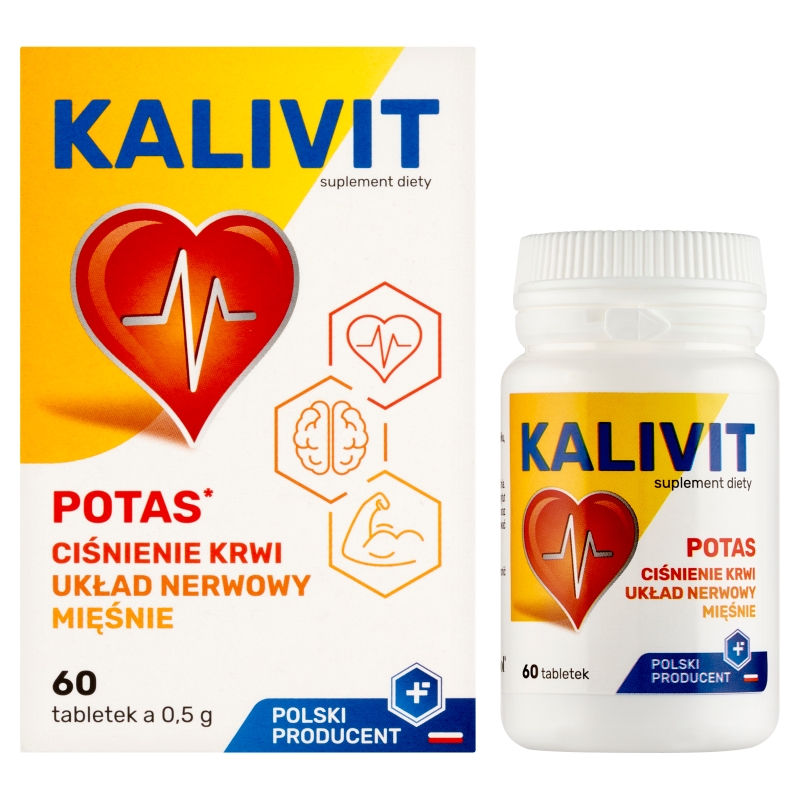 Kalivit, tabletki ze składnikami pomagającymi utrzymać prawidłowy poziom potasu, 60 szt.