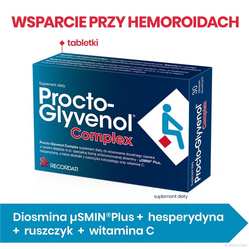 Procto-Glyvenol Complex, tabletki dla osób, które cierpią z powodu hemoroidów, 30 szt.