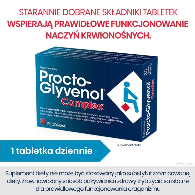 Procto-Glyvenol Complex, tabletki dla osób, które cierpią z powodu hemoroidów, 30 szt.