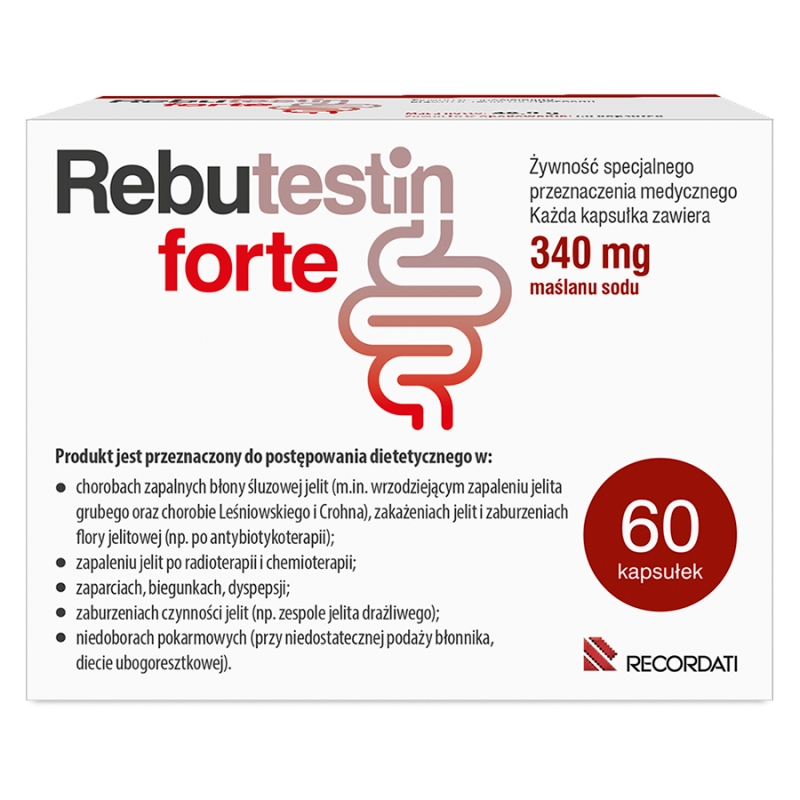 Rebutestin forte, kapsułki ze składnikami na zaburzoną pracę jelit, 60 szt.