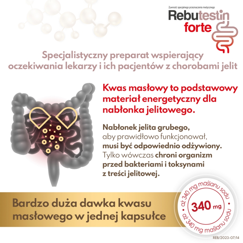 Rebutestin forte, kapsułki ze składnikami na zaburzoną pracę jelit, 60 szt.