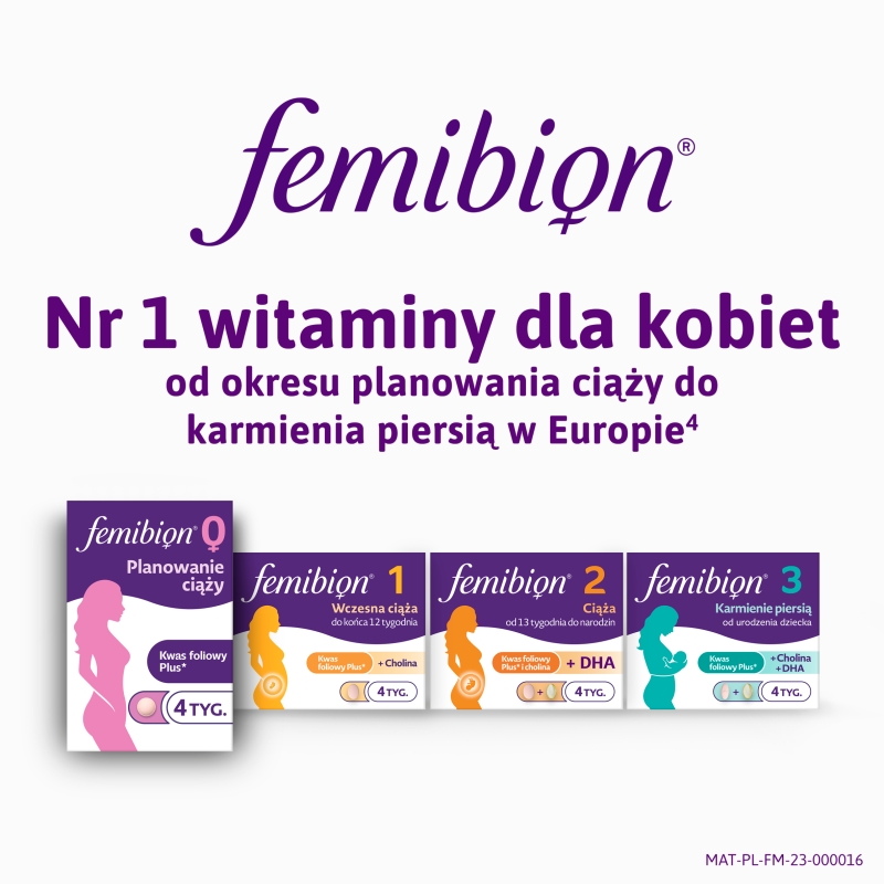 Femibion 0 Planowanie ciąży, tabletki ze składnikami uzupełniającymi dietę w foliany, 28 szt.