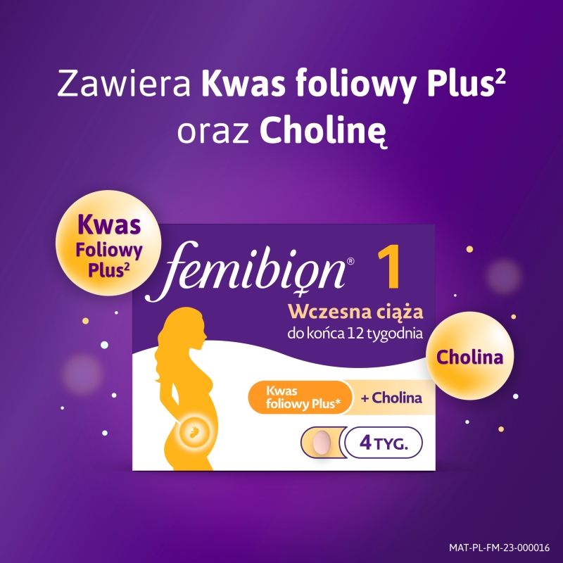 Femibion 1 Wczesna ciąża, tabletki uzupełniające dietę u kobiet od 1. tygodnia ciąży, 28 szt.